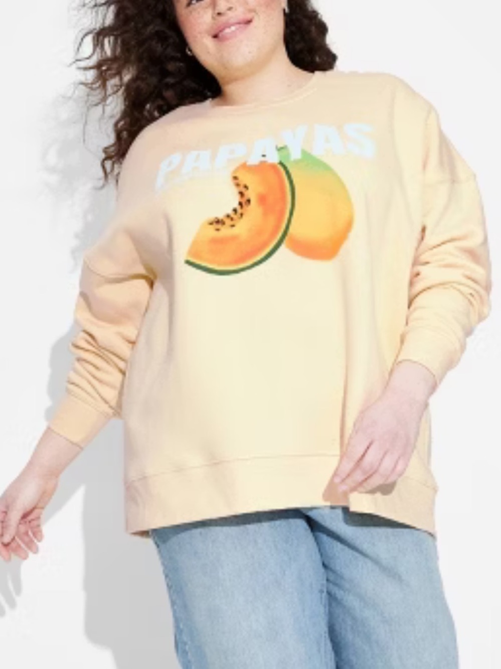 Wild FablePapayas Graphic Crewneck Sweater Size L